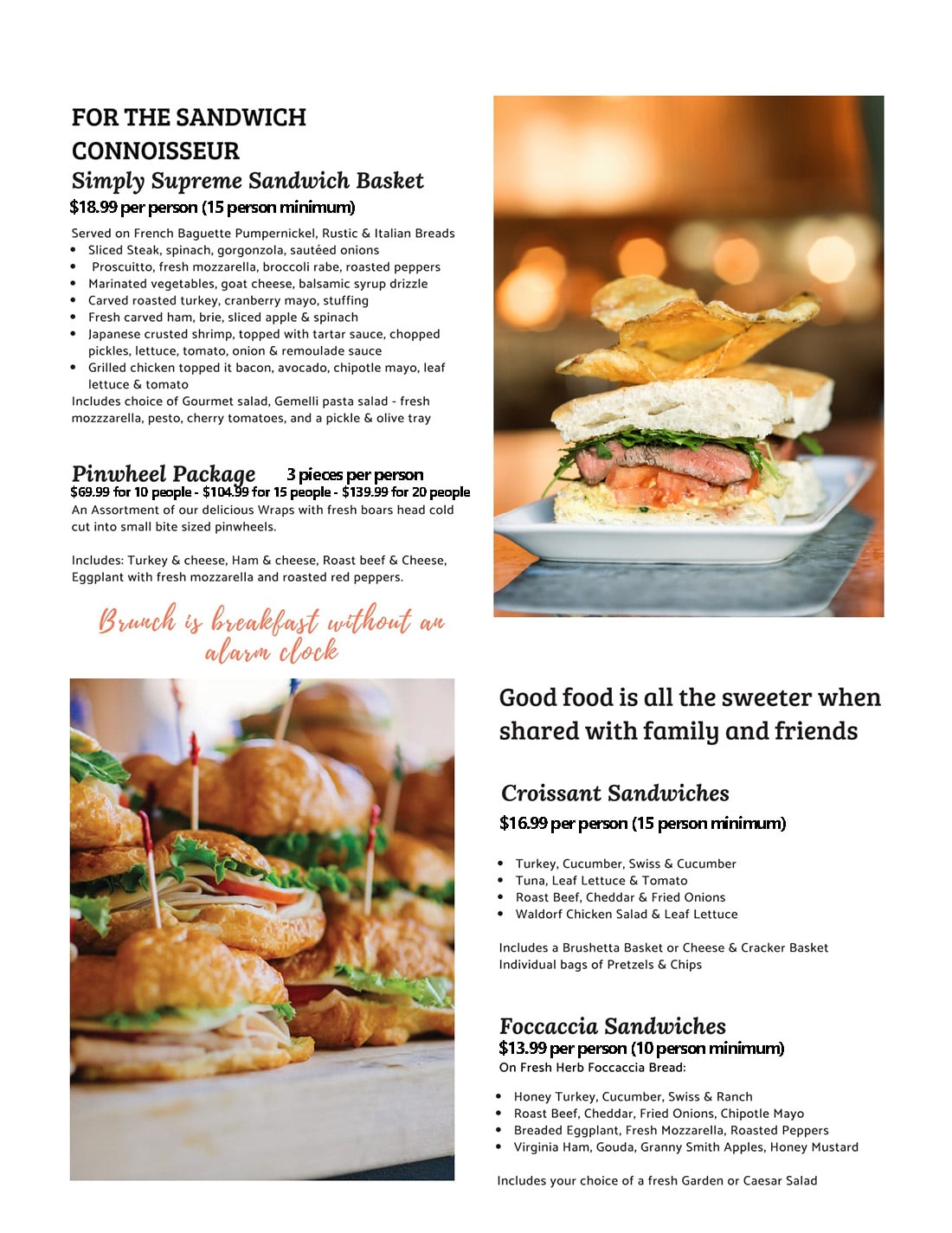 Catering Menu Broadway Gourmet Caterers