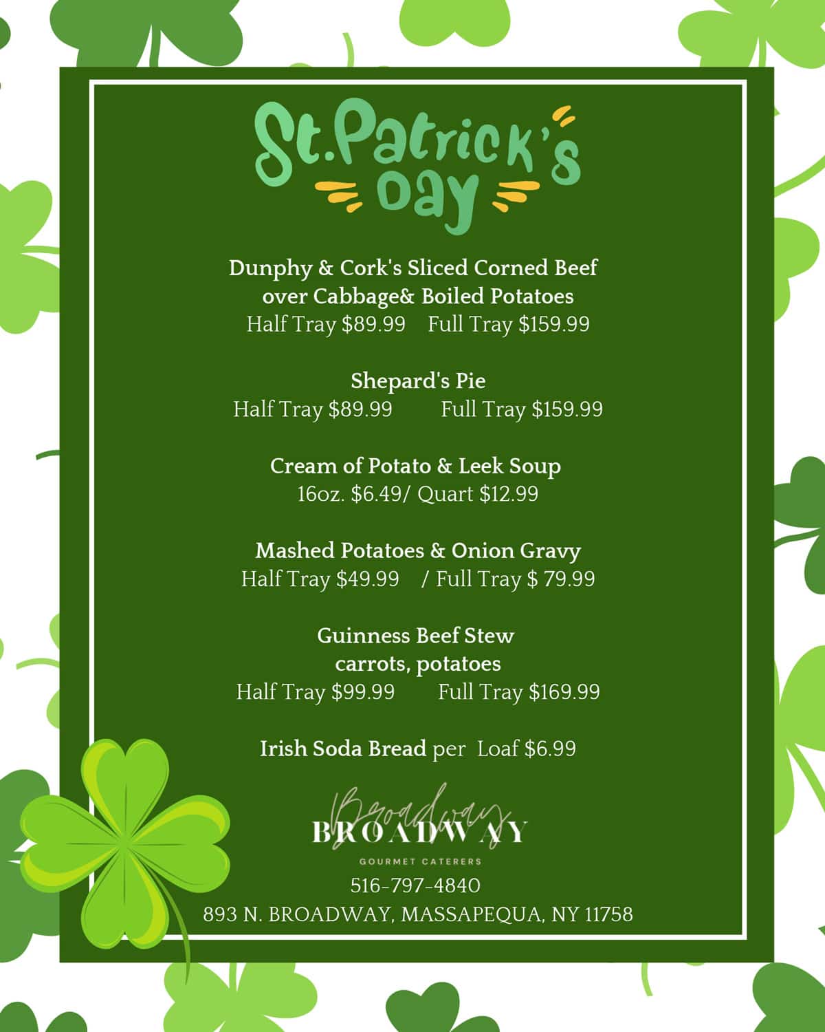 St Patty's Day - IG Menu 2024