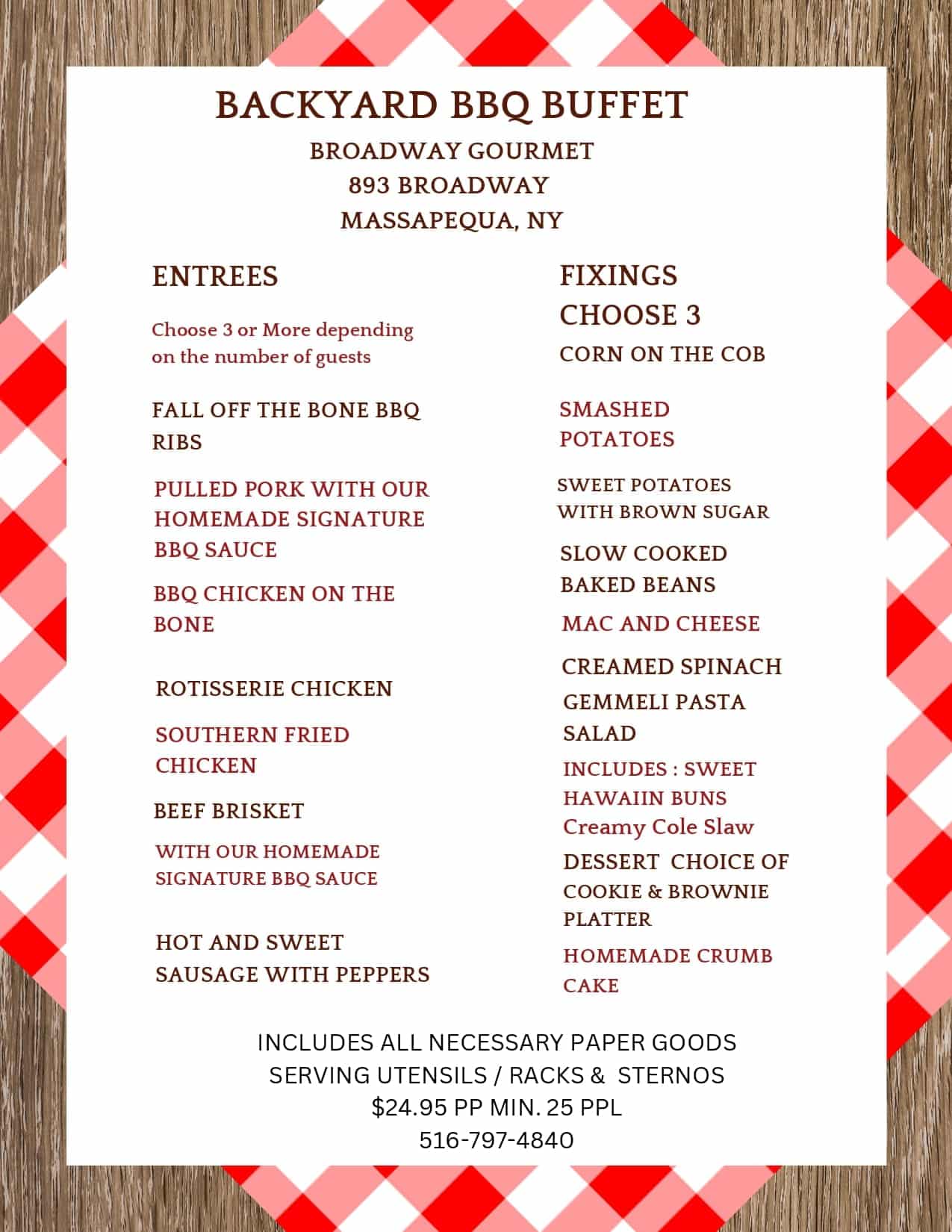 Backyard BBQ Buffet Menu